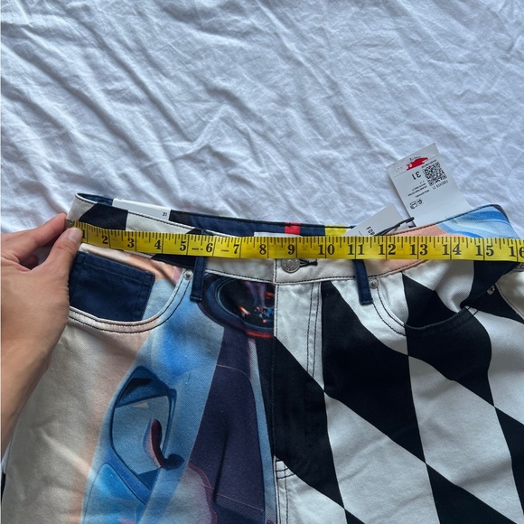 BNWT Forever 21 Womens Straight Leg Race Car High Waist Tokyo Drift Jeans Sz 31 - Picture 7 of 8